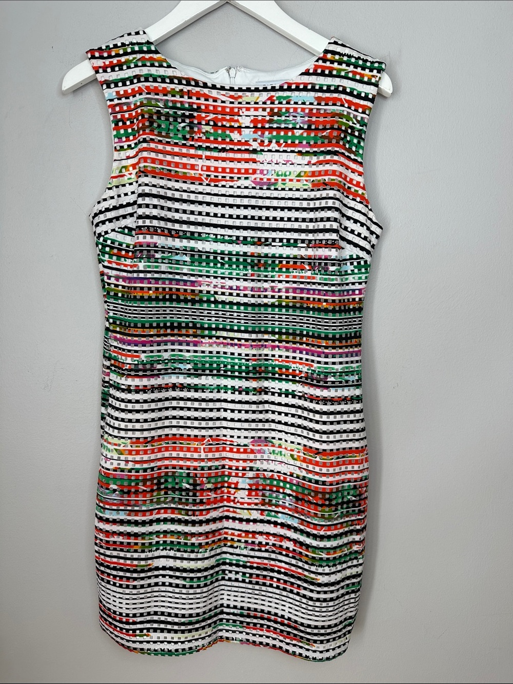 Carmen Sleeveless Multicolor Stripe Floral Shift Dress